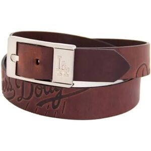 Los Angeles Dodgers Brandish Leather Belt - Brown With Silver Buckle Size 36 MBL